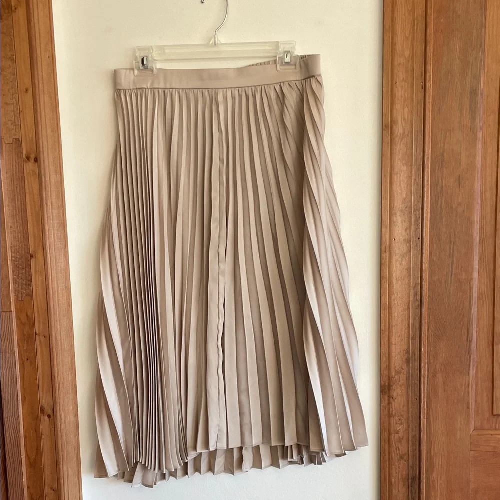 J. CREW Gwyneth Pleated Midi Slip Elastic Waist Band Skirt Champage Medium